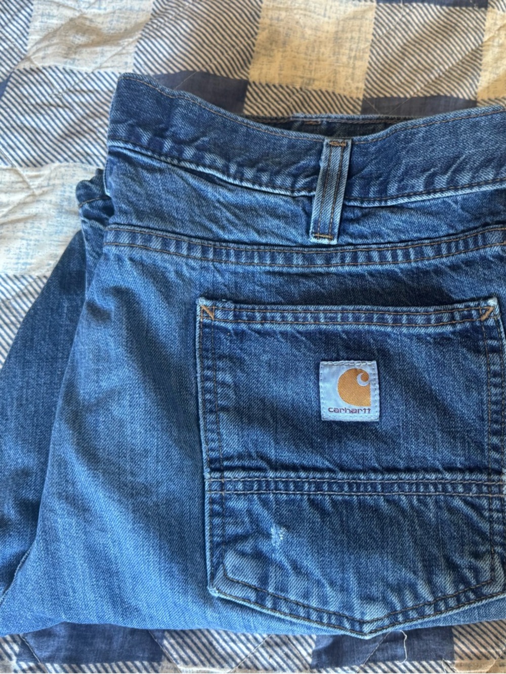 Carhartt Blue Straight Men’s Jeans with Logo Pocket Patch